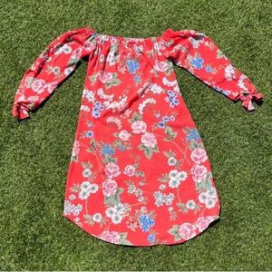 New Look Pink Off-the-Shoulder Sundress with Bishop Sleeves